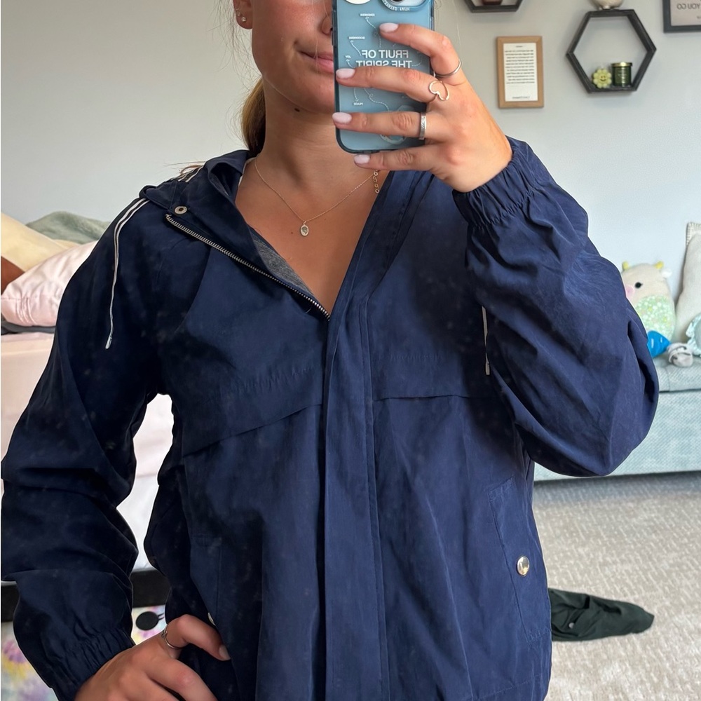 Blu Pepper Blue Utility Jacket with Hood and Sporty Design